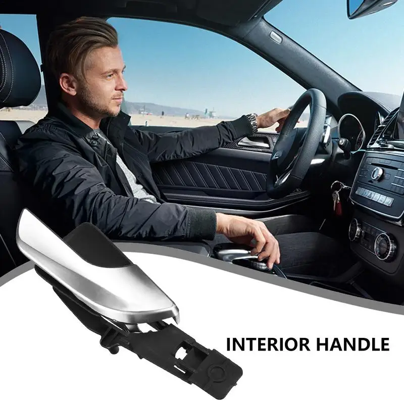 

Front Left Right Car Door Inner Handle Internal Handle Chrome Silver Reusable Car Inner Door Grab Handle for Auto Accessories