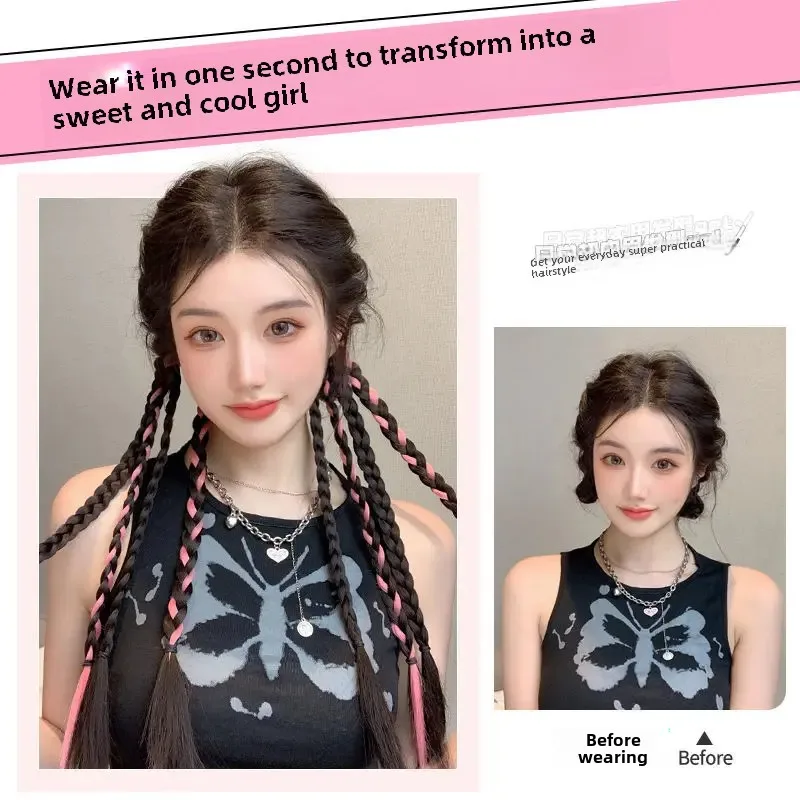 المرأة الحلو كول كابل متماسكة شعر مستعار اليدوية تحرير فتاة حار الشعر القذرة الطبقات مزدوجة ذيل الحصان شعر مستعار الألياف الآسيوية الشعر التمديد #3