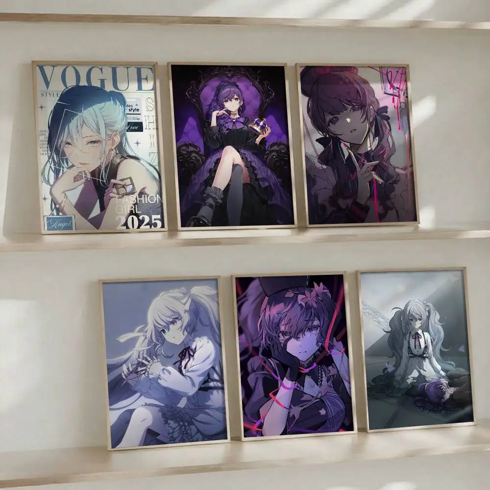 Mafuyu Asahina 25, Nightcord Anime-Poster, selbstklebende Kunst, wasserfester Papieraufkleber, Kaffeehaus, Bar, Zimmer, Wanddekoration