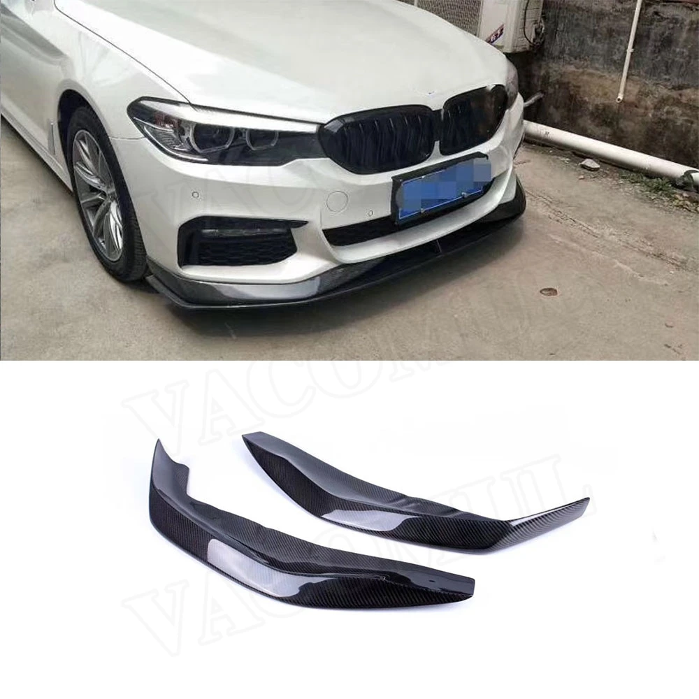 2Pcs/Set Carbon Fiber Front Bumper Lip Splitters for BMW 5 Series G30 G31 M Sport 2017 - 2020 Front Bumper Lip Splitters