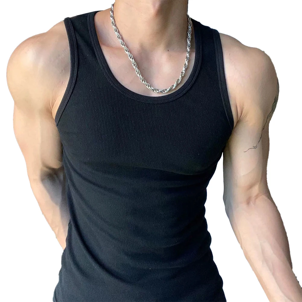 

Comfy Fashion Hot New Stylish Mens Tank Top Vest Athletic Stripe U-Neck Breathable Fitness Hygroscopic Leisure