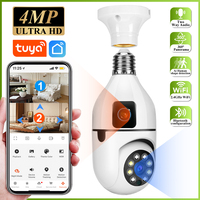 4MP CCTV PTZ WiFi Dual Lens Screen E27 Bulb Camera Tuya Smart Life Security Video Surveillance Camera Ai Human Auto Tracking