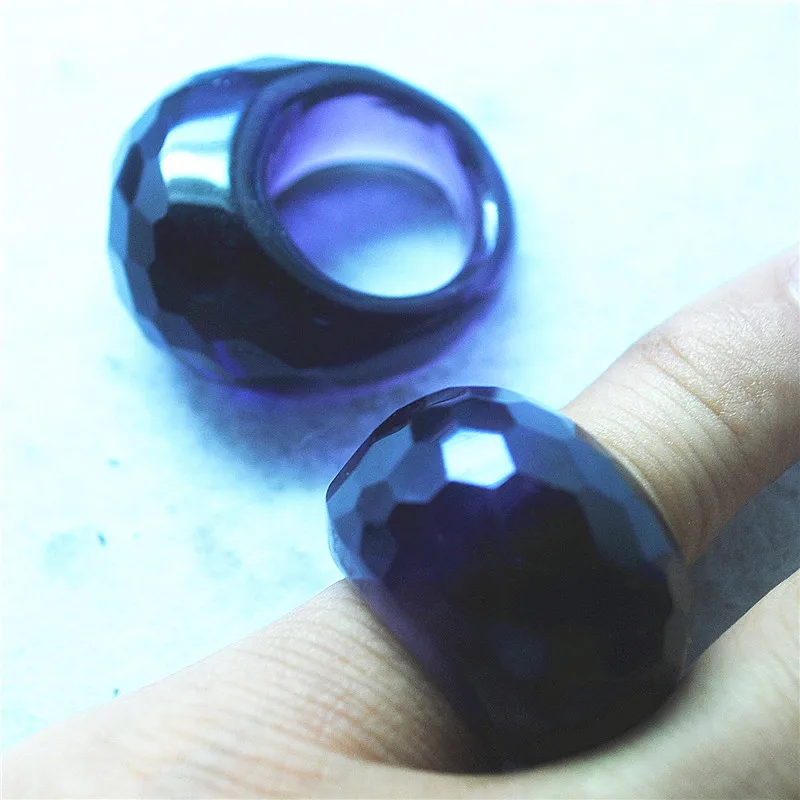 1PC Women Finger Rings Natural Amethyst Stone Faceted Surface Hole Diameter 12MM GOOD Quality