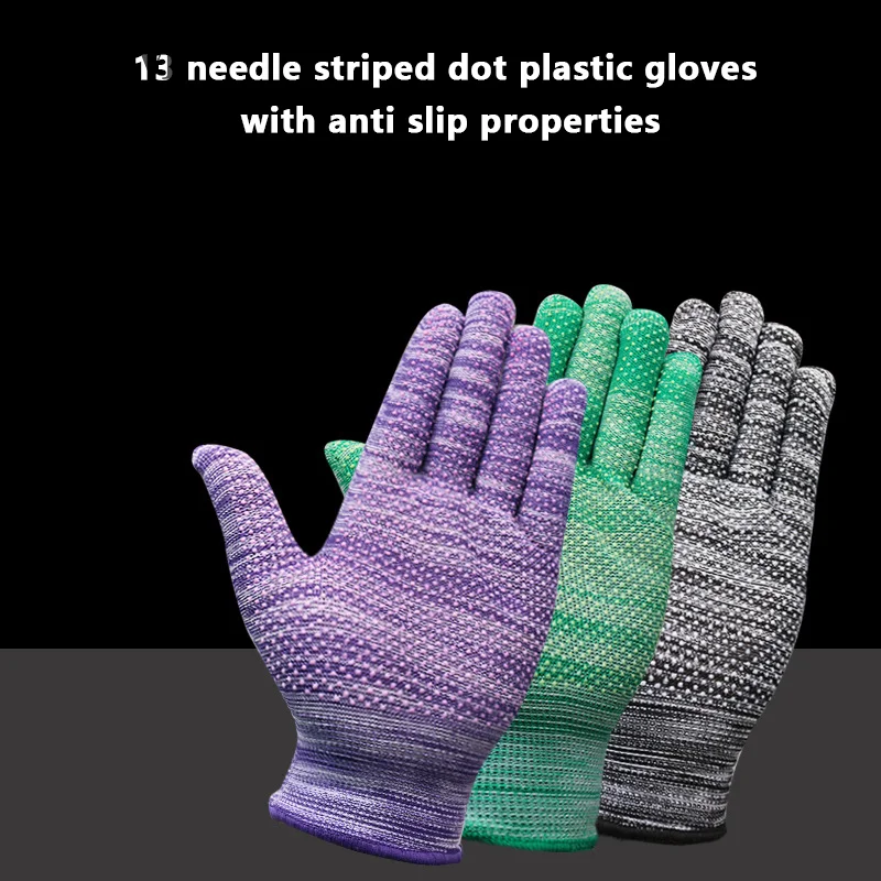 

1 Pair PVC Dispense Nylon Gloves Non-Slip Spring Wear Resistant Work Gloves High Quality Outdoors Ventilate Anti Static