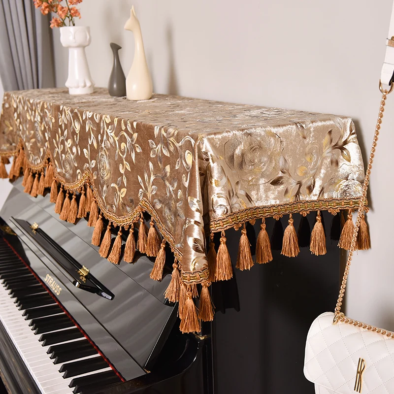 Piano Dust Hot Gold Fringed PianoHalf Cover Piano