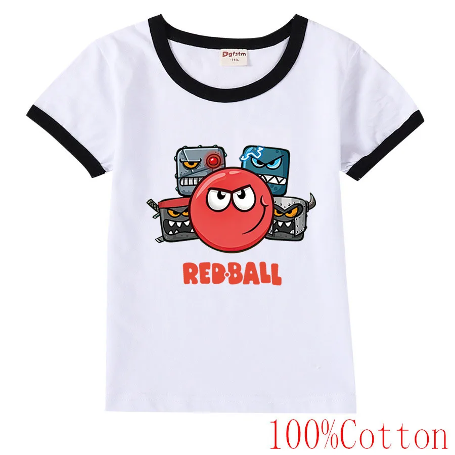 2-13 Years Old Children\'s Cotton T-Shirt Boy Girl Gift Game Shop Red Ball 4 Cartoon Print T Shirt Summer Kids Baby Casual Tshirt