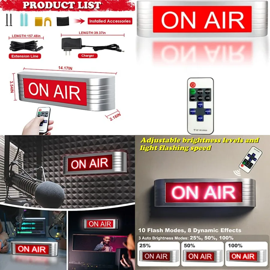 

ON AIR Light UP Sign Recording Warning Sign for Studio Radio Station Office or home Decor Door Youtube Bar Pub, Different Light