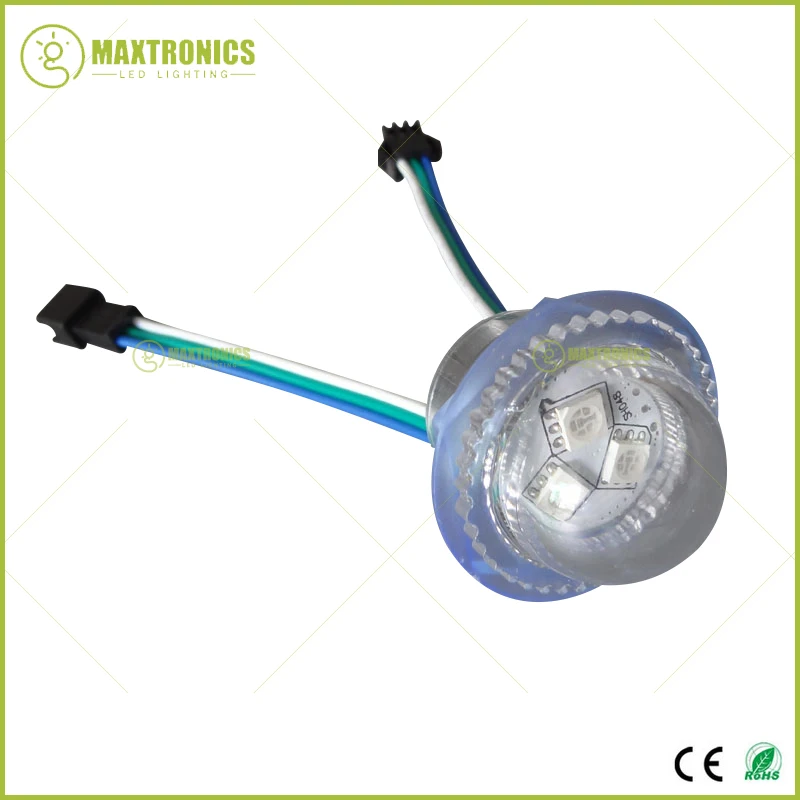 DC12V 26mm Diameter Transparent Cover Ws2811 LED Module Exposed Point Light 3 Leds 5050 SMD RGB Chips Led Pixel Waterproof IP68