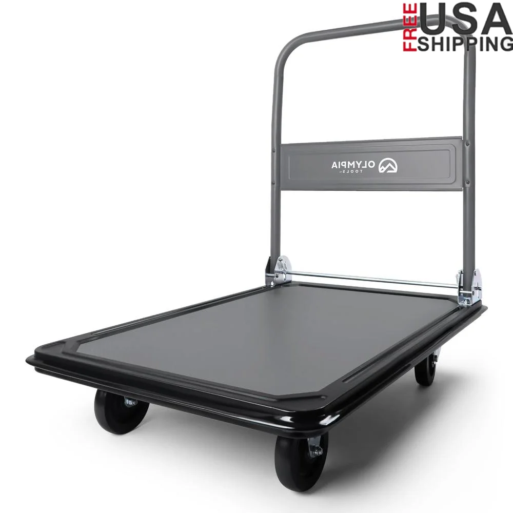 Heavy-Duty Platform Truck Foldable Dolly 660 lb. Weight Capacity Swivel Wheels Compact Storage Gray Blue