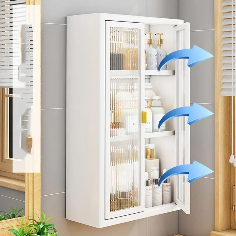 

Small Space Bathroom Organizer Wall Mounted Cabinet with Multi Layers for Makeup Cosmetics Storage Vanity Shelves