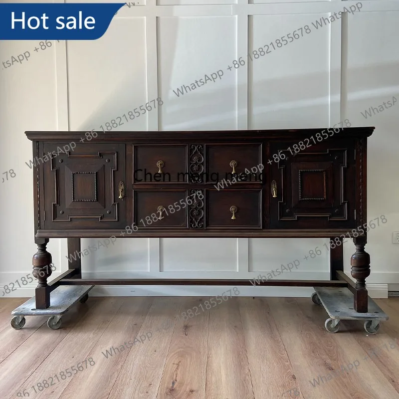 

M02 Retro solid wood dining side cabinet against the wall locker living room rack entrance decorative cabinet