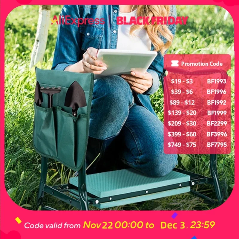 Heavy Duty Upgraded Garden Kneeler Thicken Seat Padded Kneeling Stool Indoor Outdoor 150KG Load Portable Folding