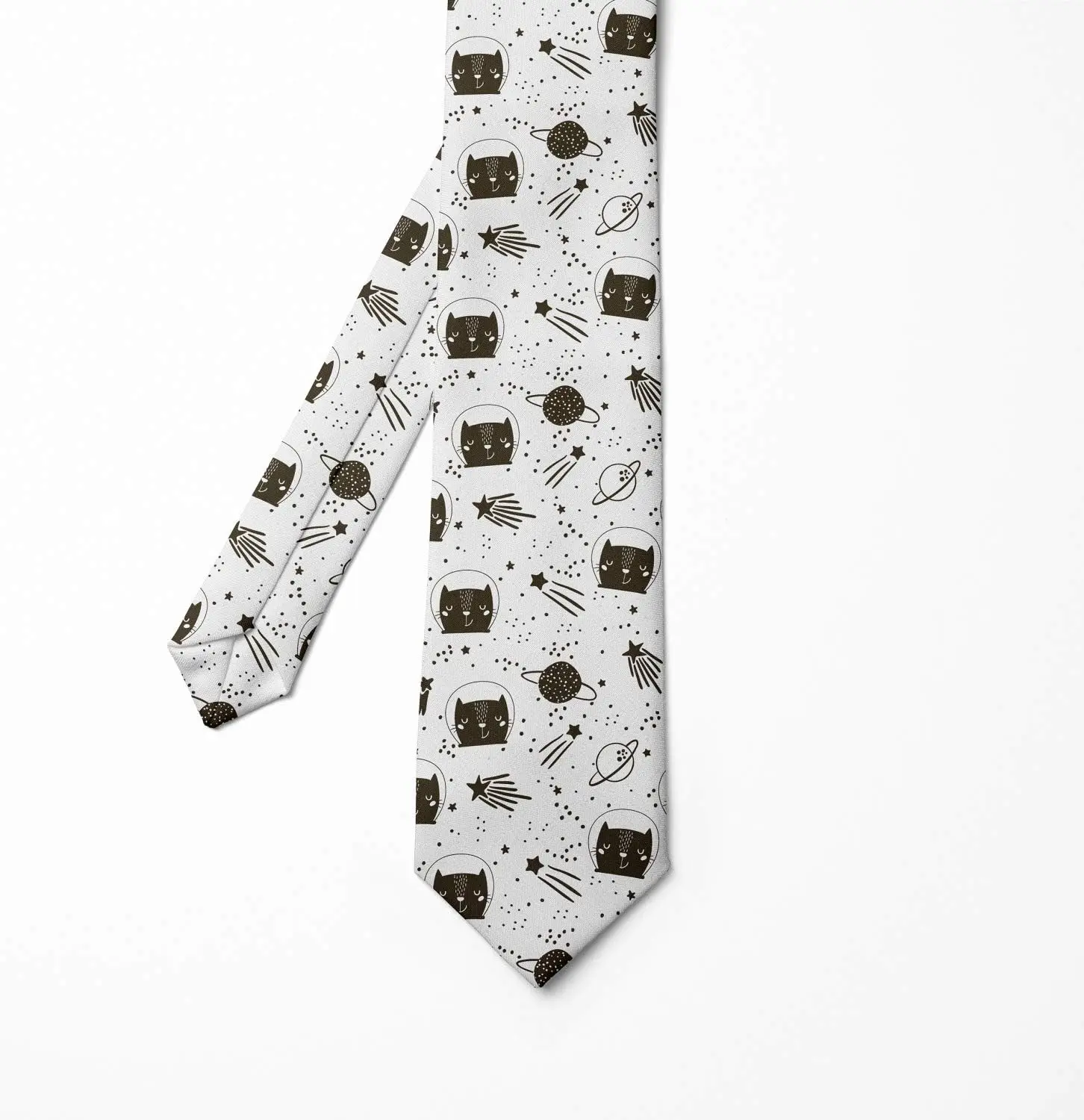 Manga Cats Space Ambesonne Multicolor Modern Men's Tie Print One Size Festival Fashion Novelty Silm Necktie