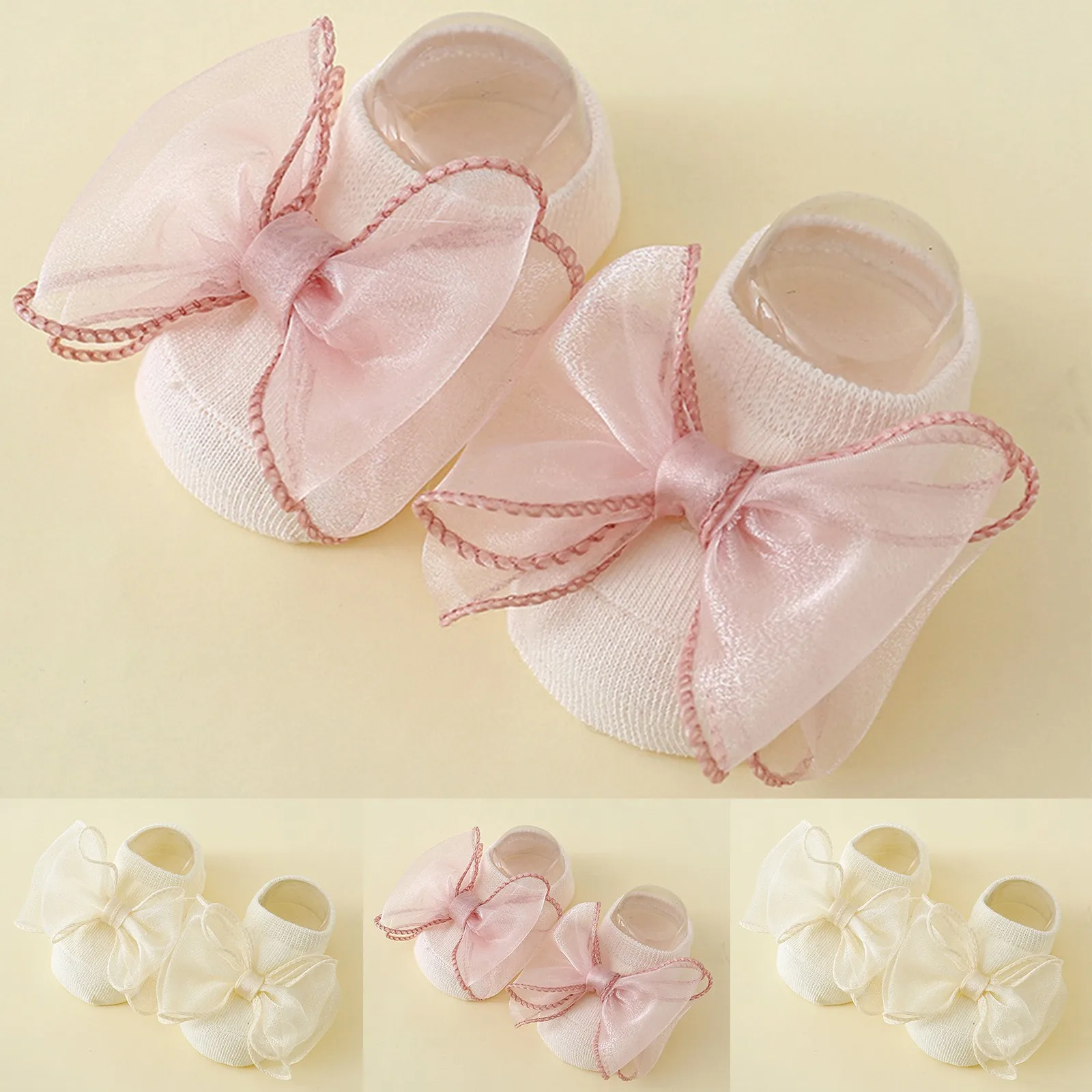 1 Pair of Newborn Cute Baby Girls Socks Flowers Toddler Princess Anti-skid Leather Soles Infant Soft Elastic Floral Sock Gifts