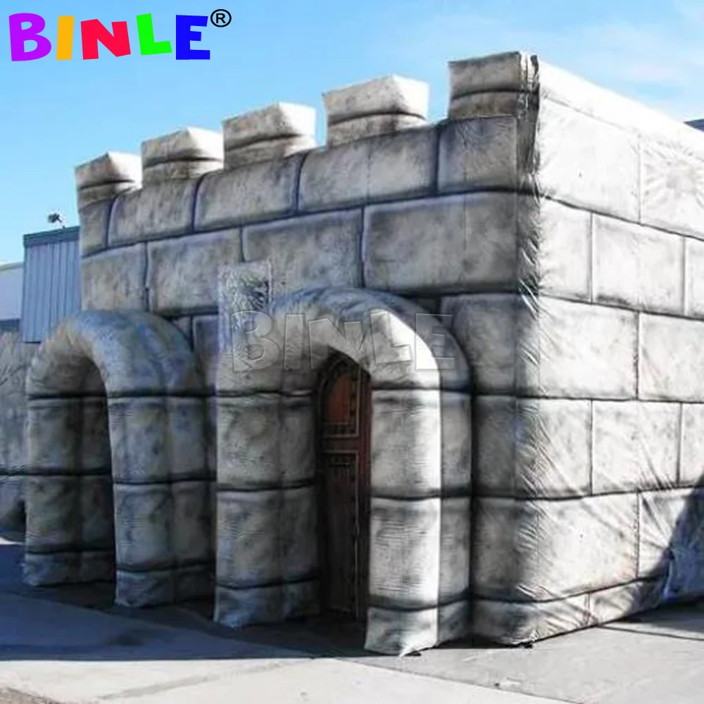 

New design printed square inflatable castle tent with marble tiles panterns for wedding party events