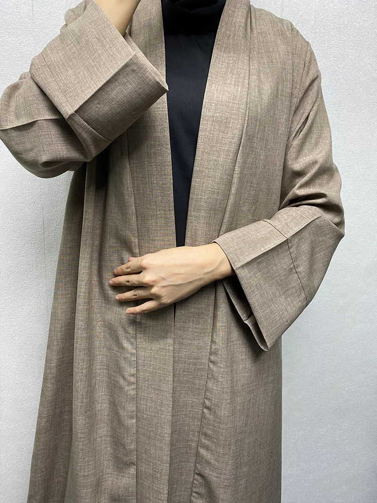 Thin Open Abaya without Veil Plain Women Muslim Abaya Kimono Muslim Eid Ramadan Elegant Cardigan Gown Islamic Clothing