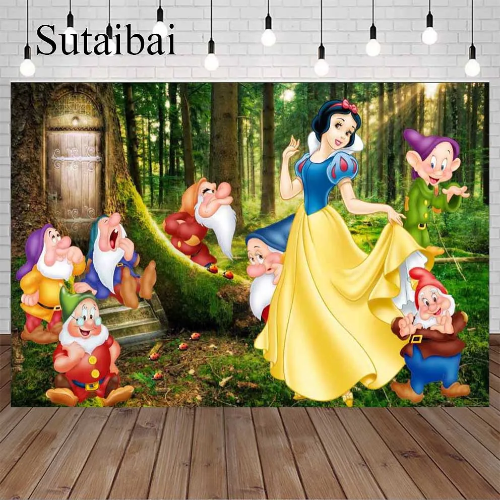 Disney Princess Party Photo Background Colorful Kids Favor Wallpaper Happy Birthday Party Decoration Baby Shower Backdrops