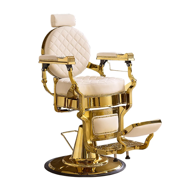 White Gold Vintage Barber Hair Washing Bed Salon Equipment Backwash Barber Shampoo Chair With Ceramic Bowl