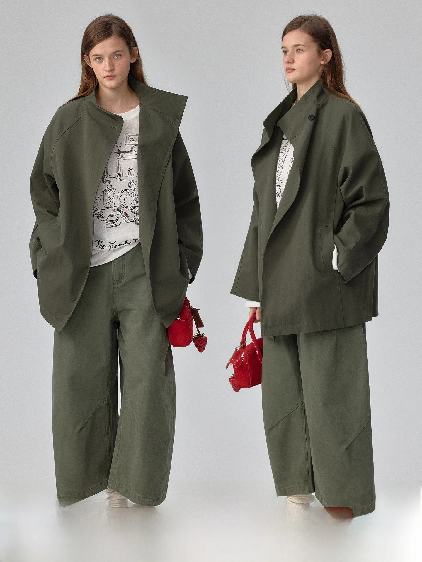 

Женская повседневная хлопковая рабочая куртка с воротником-стойкой, А-силуэт, в британском стиле, с завязками на талии, ветровка, большие размеры