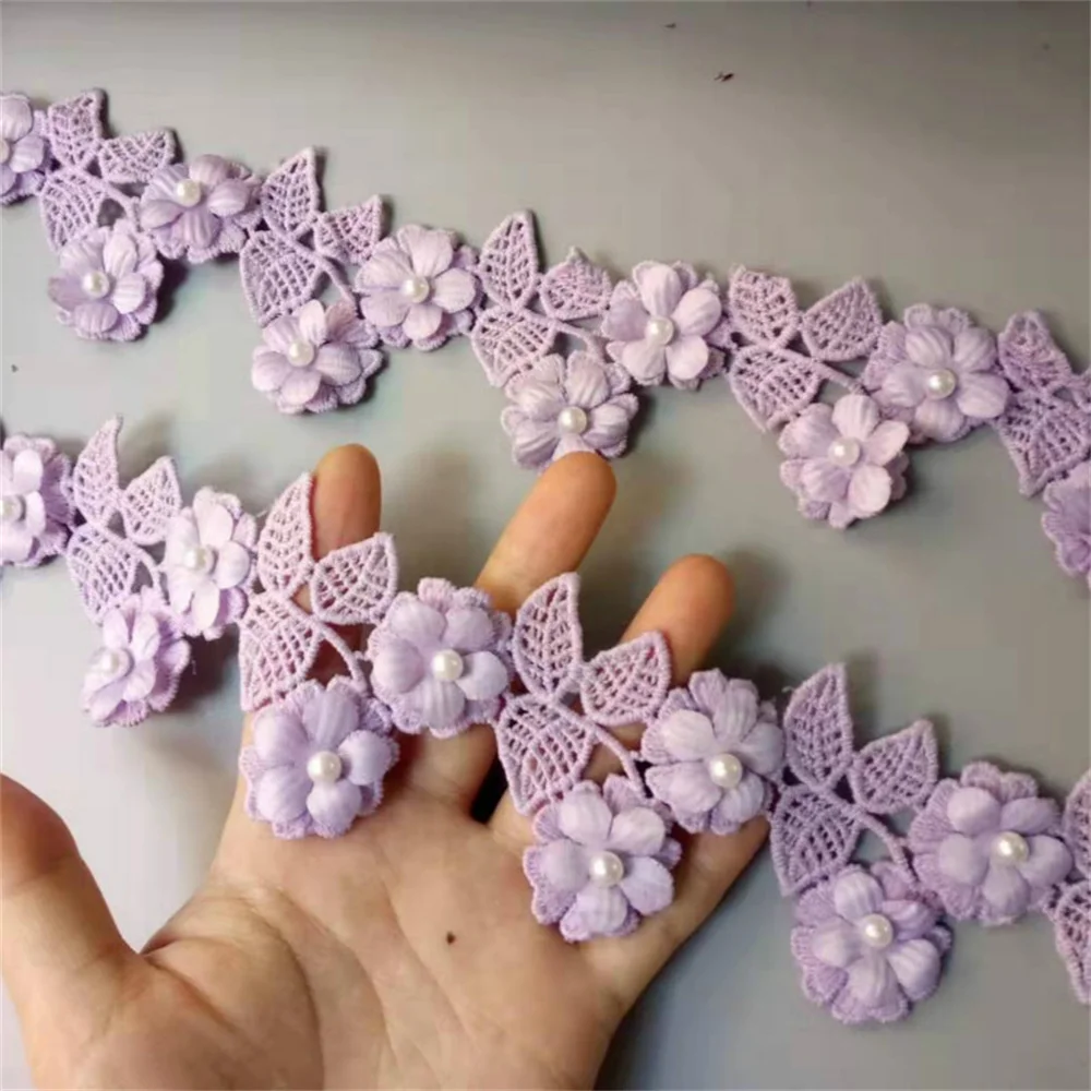 

2 Yard 6cm Purple Flower Embroidered Lace Trim Ribbon Applique DIY Sewing Craft Crochet Fabric Patchwork Sewing Supplies Craft