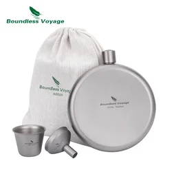 Boundless Voyage 150ml Titanium Hip Flasks with Funnel Free Alcohol Whisky Wine Flagon for Travel Picnic Backpacking Drinkware
