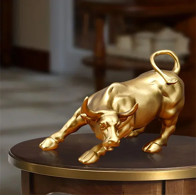 Adornos de resina del mercado de toro de Wall Street, estatua de la fortuna Feng Shui, figuritas de riqueza para decoración Interior de escritorio de oficina