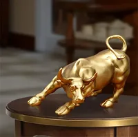Wall Street Bull Market Resin Ornaments Feng Shui Fortune Statue Wealth Figurines For Office Interior Desktop Decor