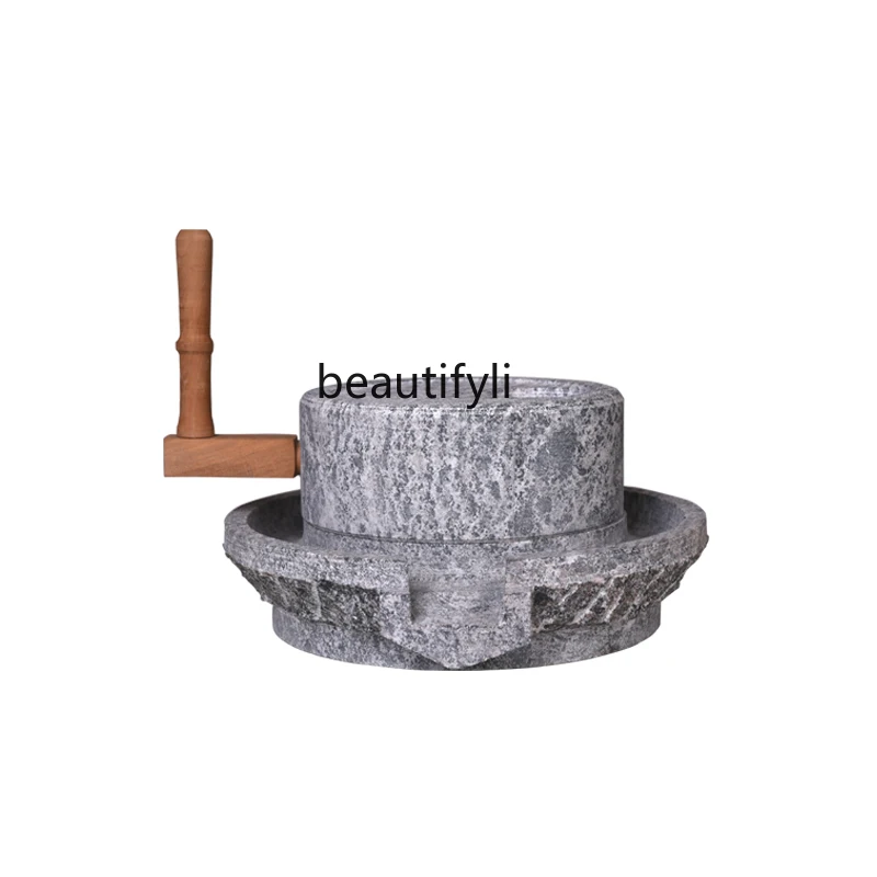 GY Grinding Plate Small Stonemill Bluestone Rice Flour Machine Manual Old Mill Soybean Milk Machine Town Mini Decoration