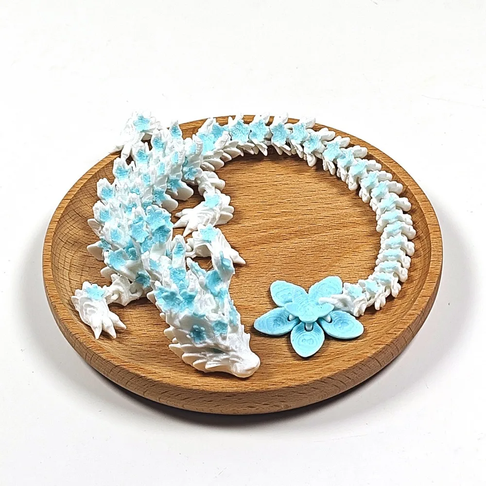 New Rotatable Articulated Dragon 3D Printed Cherry Blossom Dragon Simulation Animal Model Fidget Home Office Decor