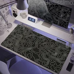 Art Black White Contour Line Map Large Mousepad XXL Office Accessories Deskmat Carpet Gaming Keyboard Extended Mouse Pad 40*90cm