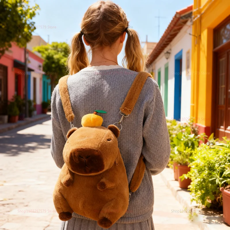 Plecak z pluszu premium w kształcie kapibary, urocze futrzane torby, plecaki na ramię dla dzieci i dziewcząt, mini plecaki, prezenty dla dziewczyny i do użytku codziennego.