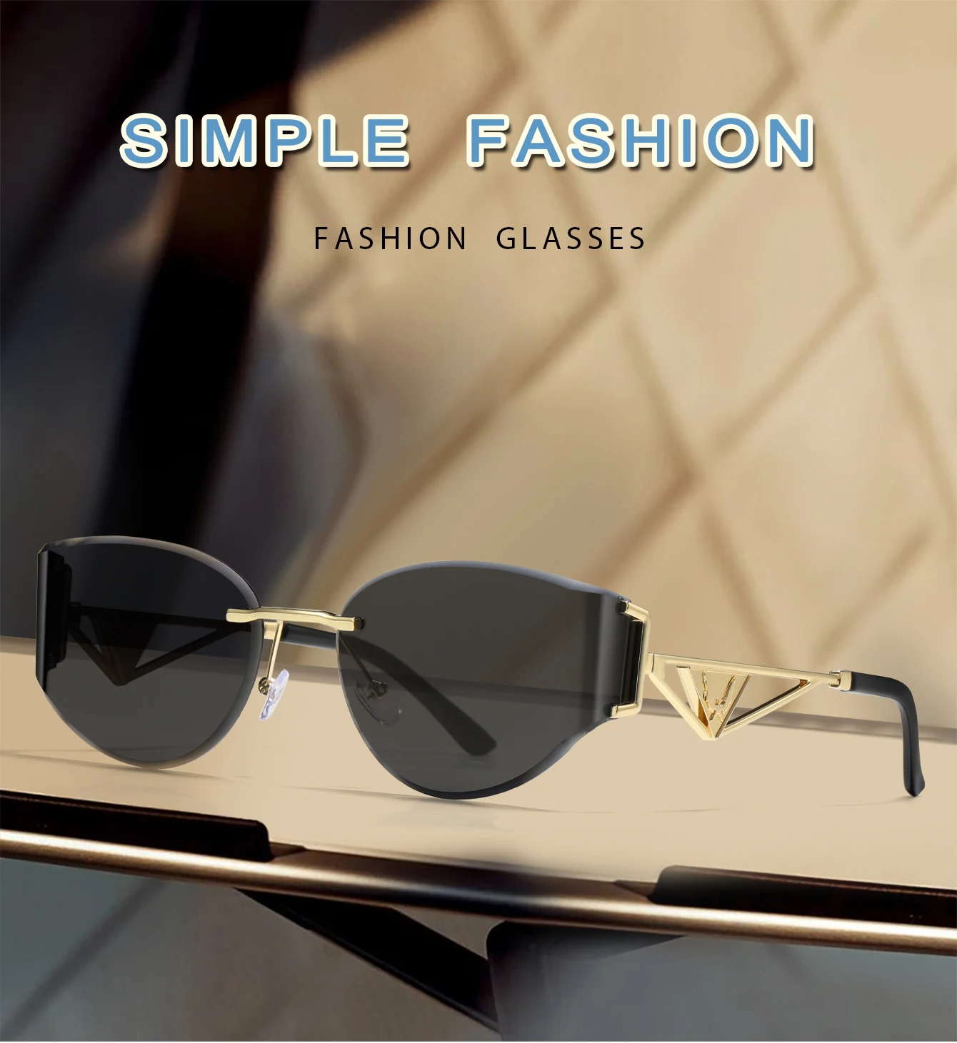 Modische randlose Fahrrad-Sonnenbrille, trendige Metallrahmen-Brille mit UV-Schutz für Männer und Frauen, Outdoor-Radfahren, Wandern, Brillen – Detail 1