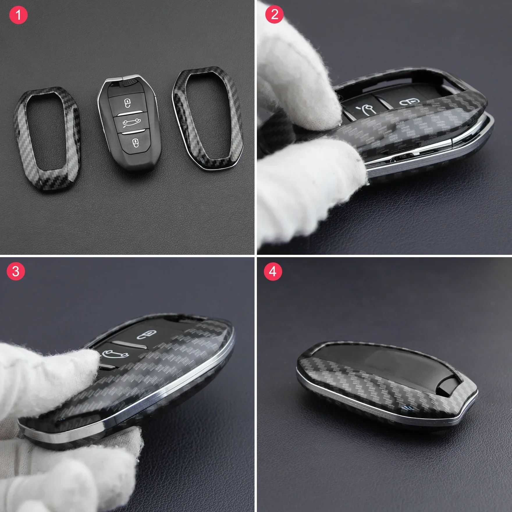 ABS Plastic Carbon Fiber Car Smart Key Case Cover For Peugeot 308 508 2008 3008 5008 Citroen C3 C5 Aircross C4 Picasso DS 3 5 7