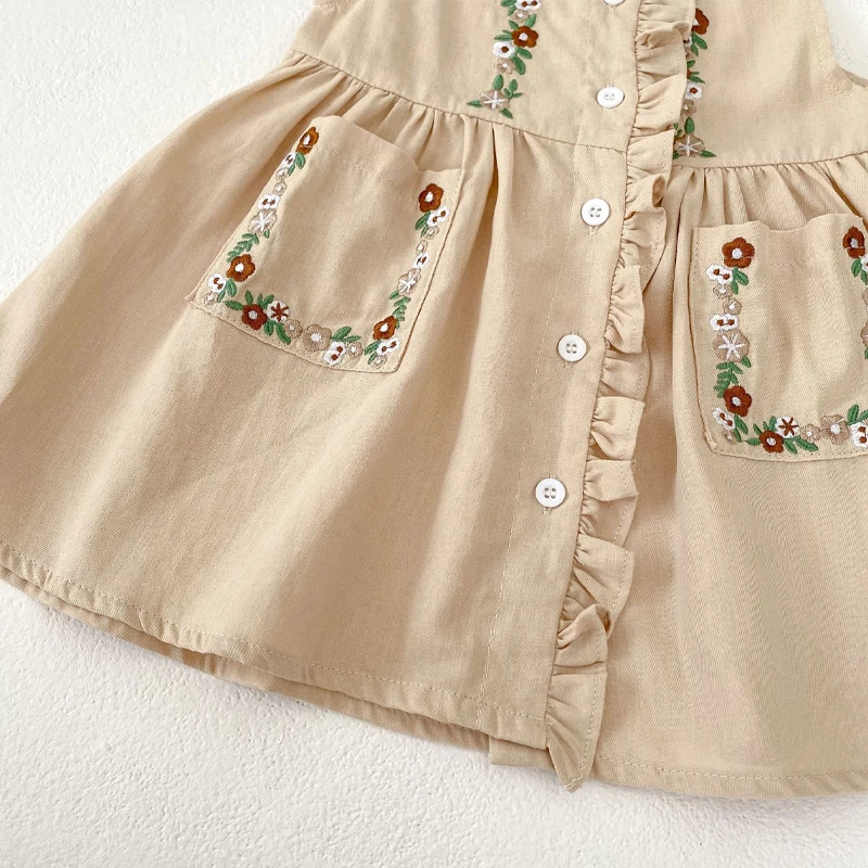 New autumn baby clothing, 0-7 year old female baby, embroidered versatile vest and skirt