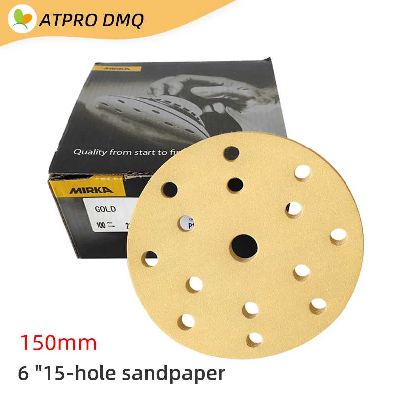 10pcs Mirka 6-inch 15-hole Sandpaper 150mm Round Flocking Self-adhesive Sandpaper Abrasive Disc Car Paint Wood Grindingsandpaper