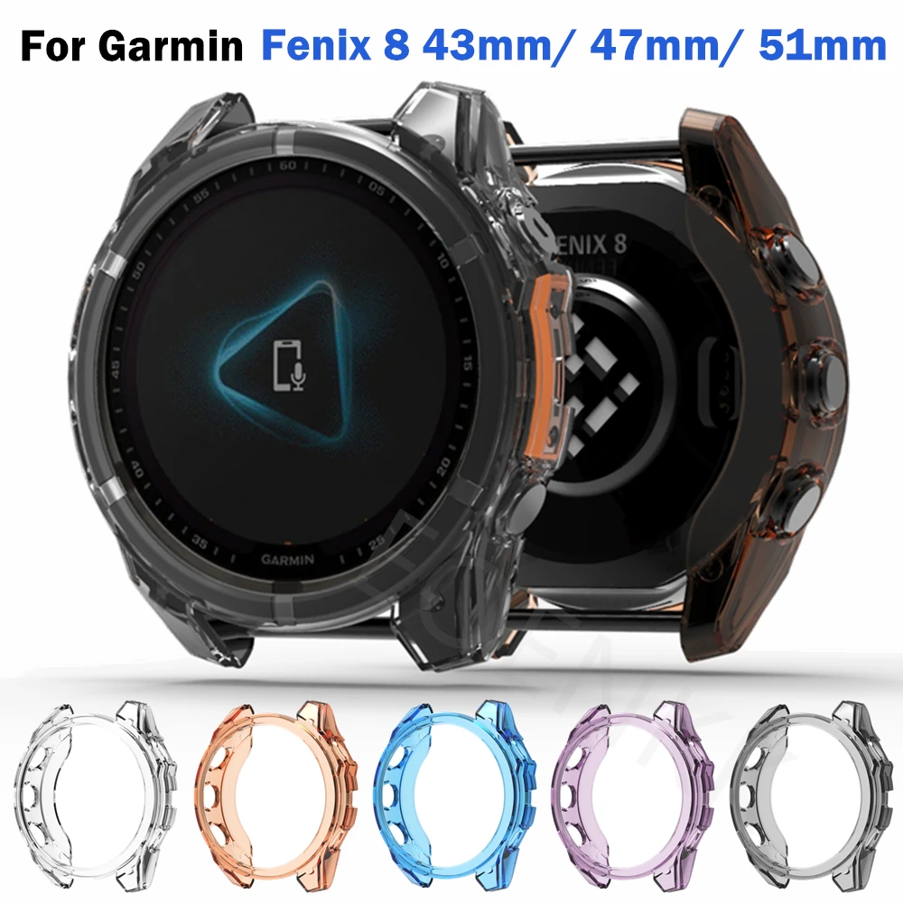 Soft TPU Case For Garmin Fenix 8 43mm/47mm/51mm Anti-scratch Bumper Silicone Shell Protector Cover For Garmin Fenix8 Accessories
