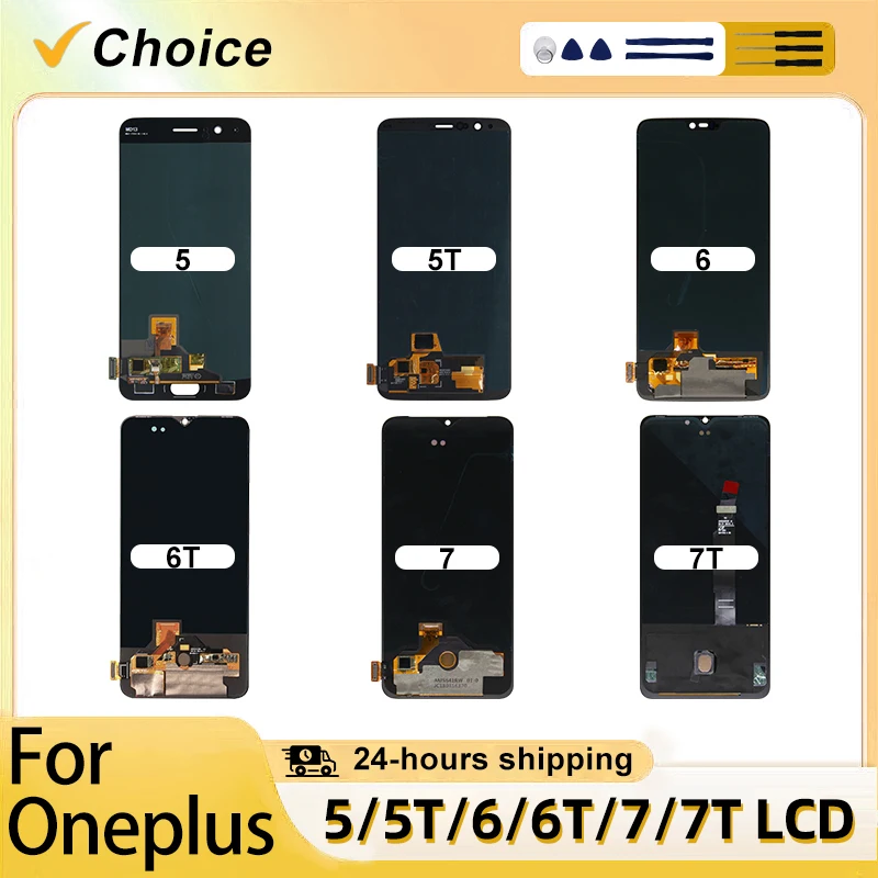 Quality SUPER AMOLED LCD  For OnePlus 5 5T 6 6T LCD Display Touch Screen Digitizer For OnePlus 7T Replace Parts