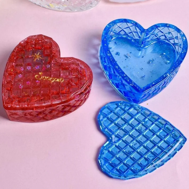 DIY Crystal Drop Glue Storage Box Heart-Shaped Epoxy Resin Silicone Mold