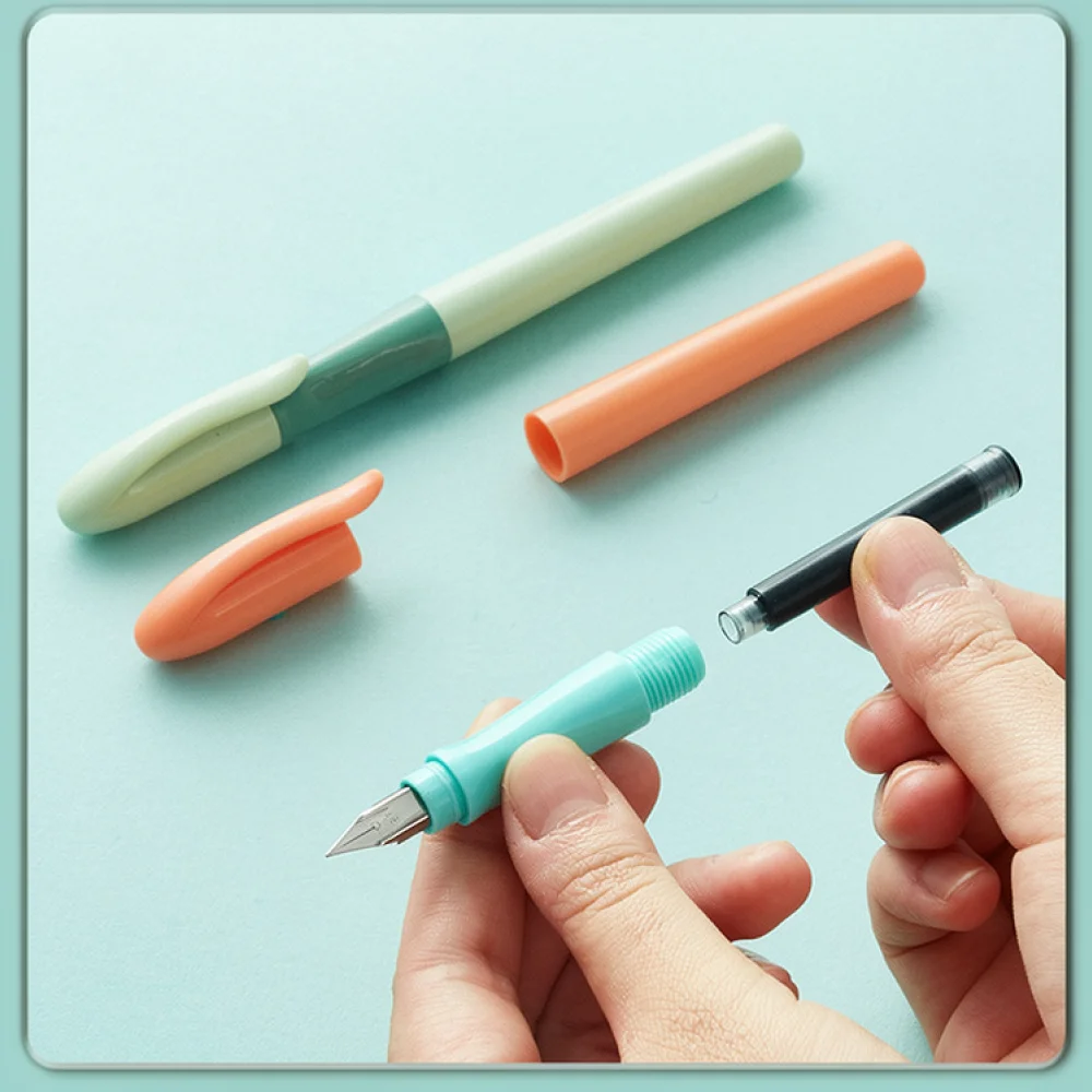 Kids Fountain Pen Correct Posture Tool Ergonomic Design Smooth Writing Iridium Nib Stationery For School Daily