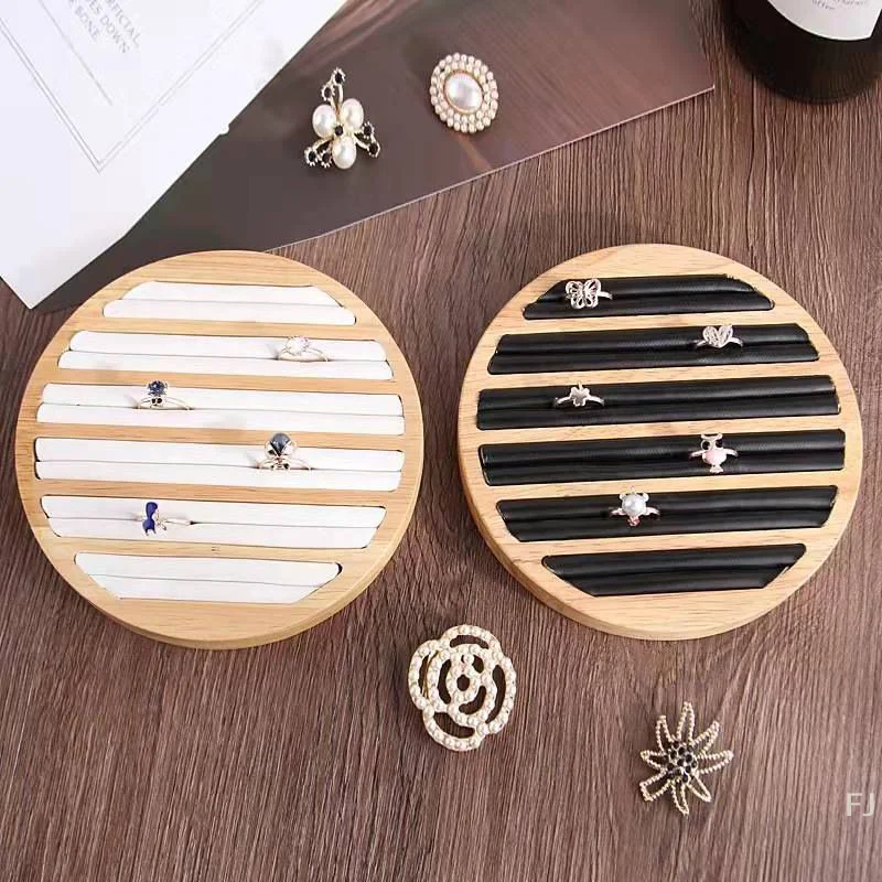

[YU]Portable Round Flat Collect Jewelry Box Ring Display Tray Organizer Gift Box