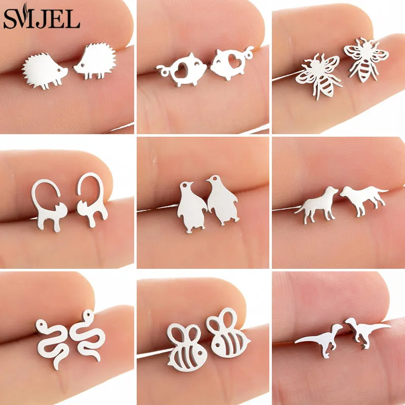 Cartoon Tier Ohrringe Modeschmuck Minimalistische Schlange Biene Igel Dinosaurier Ohrringe für Frauen Katze Hund Ohrstecker Zubehör
