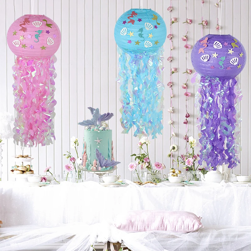 

Mermaid Party Decorations Little Mermaid Jellyfish Paper Lantern Under The Sea Birthday Party Wedding Decor Baby Shower Supplies