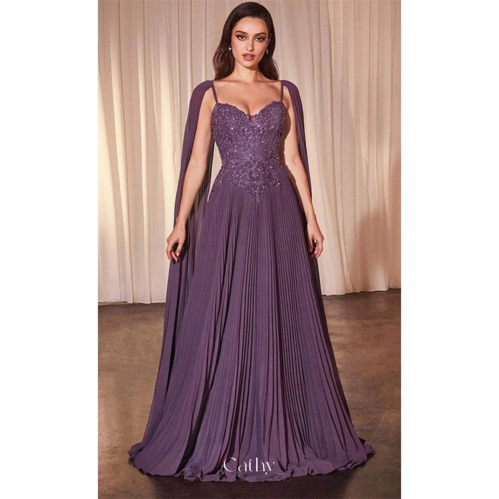 Cathy Customized A-Line Sweetheart Neck Embroidery Prom Dresses Shawl Pleated vestidos de noiva Floor-Length Formal Evening 2025
