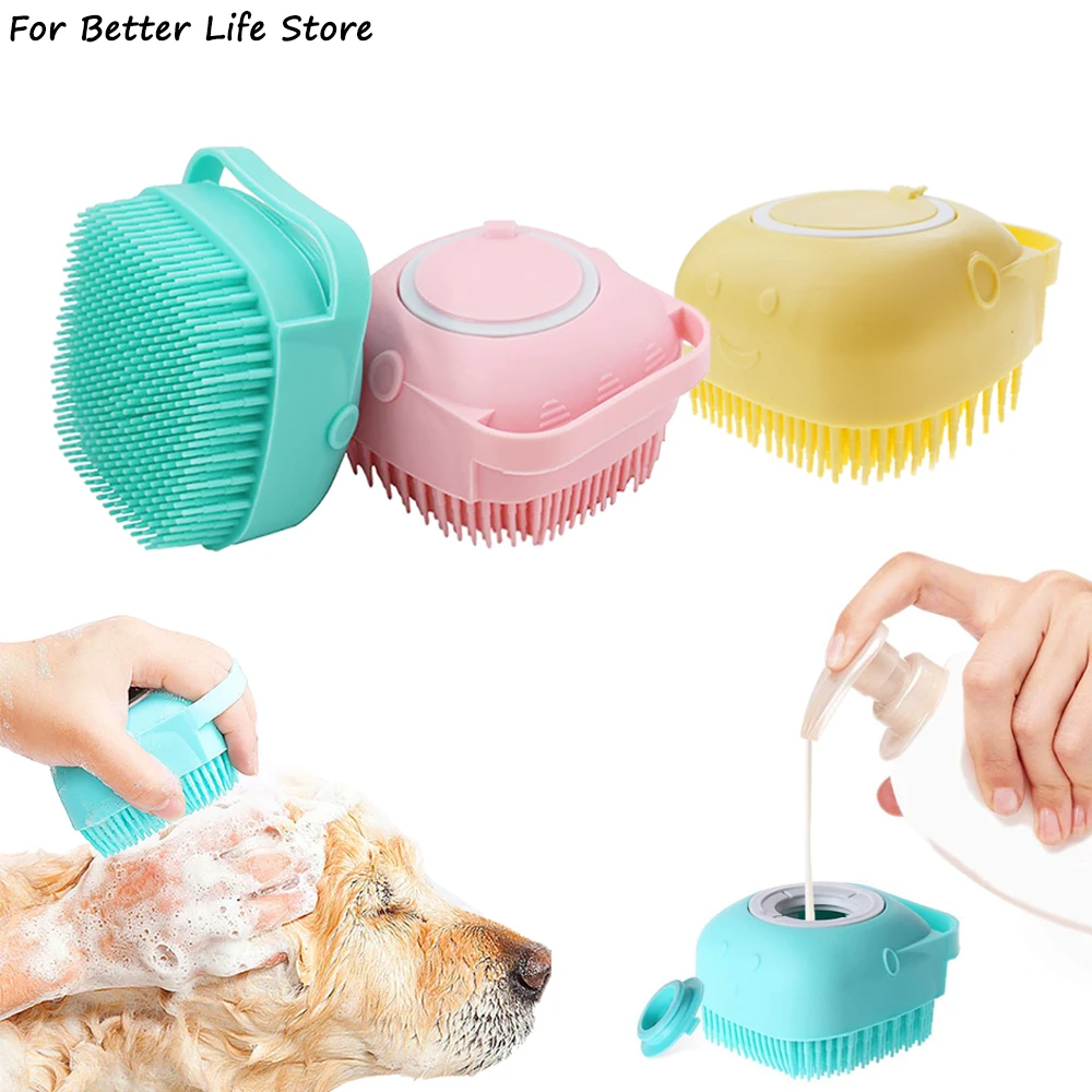 1Pc 3 Colour 77G Soft Silicone Massage Brush Bathroom Cleaning Tool Comb Cat And Dog Bath Shampoo Pet Supplies Accessories