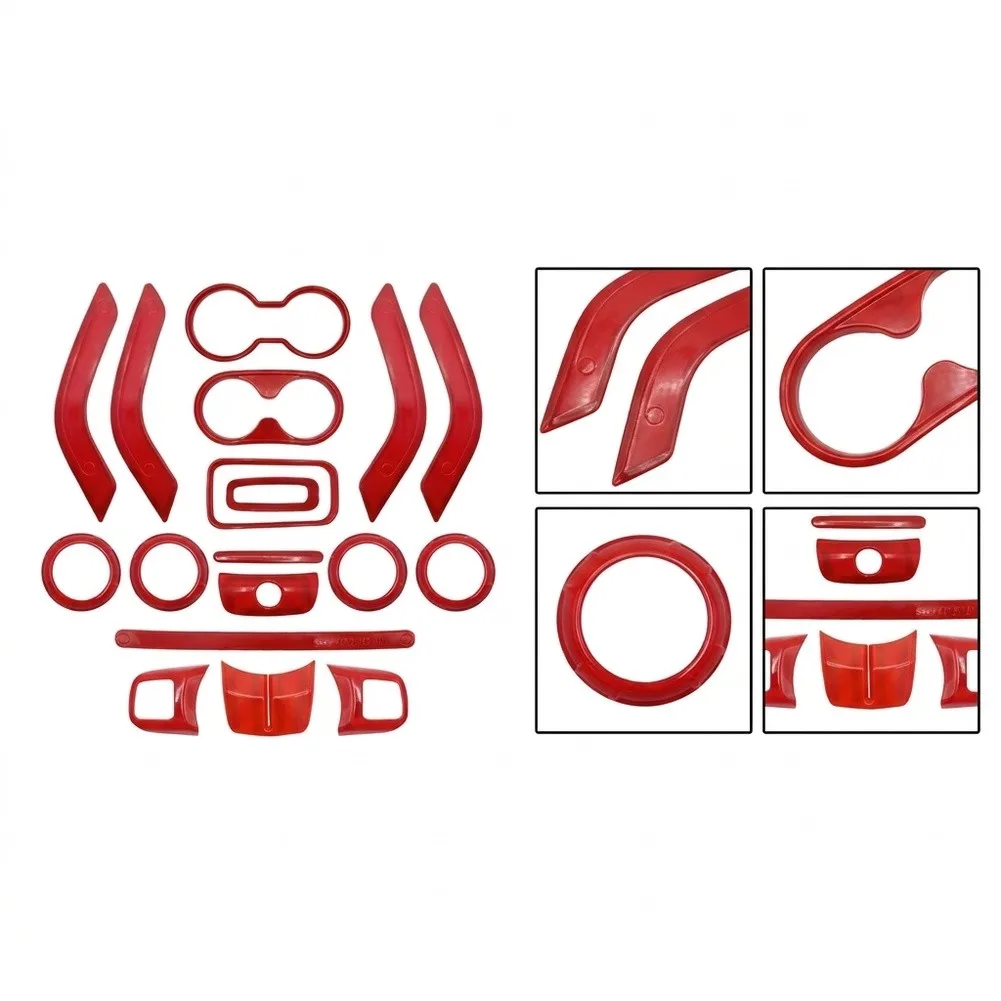 18pcs Interior Trim Kits for Jeep For Wrangler for jk for jku 4 Door 2011 2017 ABS Plastic Replacement Decor Parts for Vehicle
