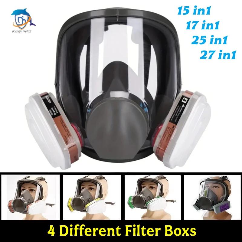Chemical Respirator 6800 Dust Respirator Anti-Fog Full Face Mask Filter for Acid Gases, Welding Spray Paint Insecticide
