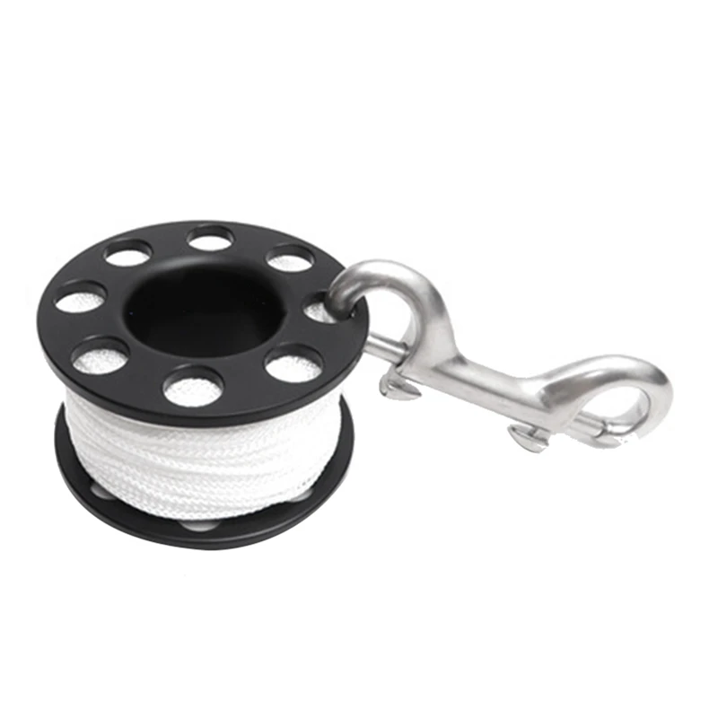 30M Scuba Diving Spool Finger Reel with Stainless Steel Double Ended Hook SMB Equipment Cave Dive