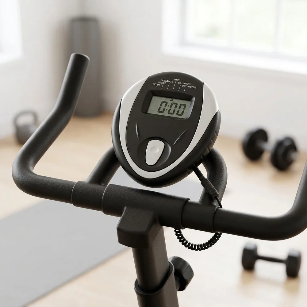 Exercise Bike Display Unit with Time Speed Distance Metrics Round Interface Compatible with for Indoor Cycling Machines