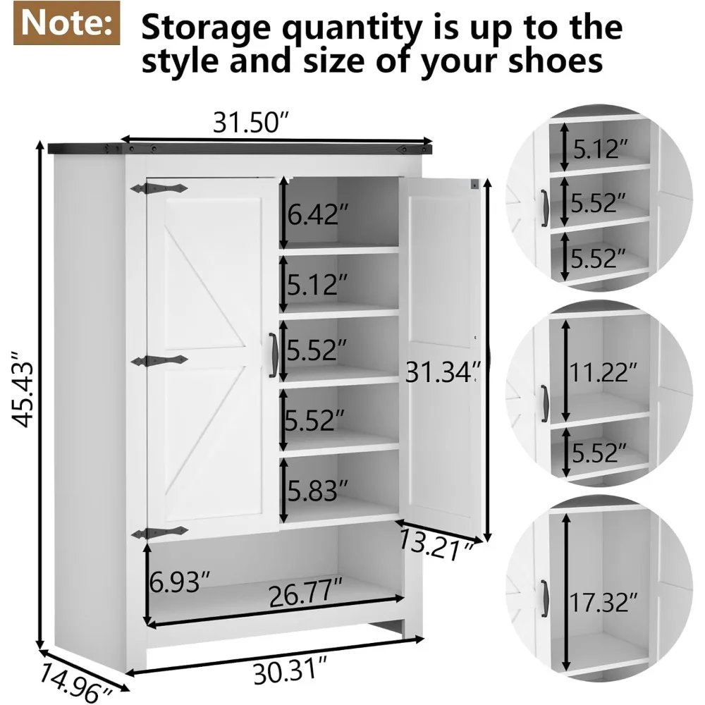 Shoe Cabinet with Doors, 7-Tier 28 Pair Shoe Cabinet Storage for Entryway, Hidden Narrow Shoe Cabinets with Adjustable Shelves