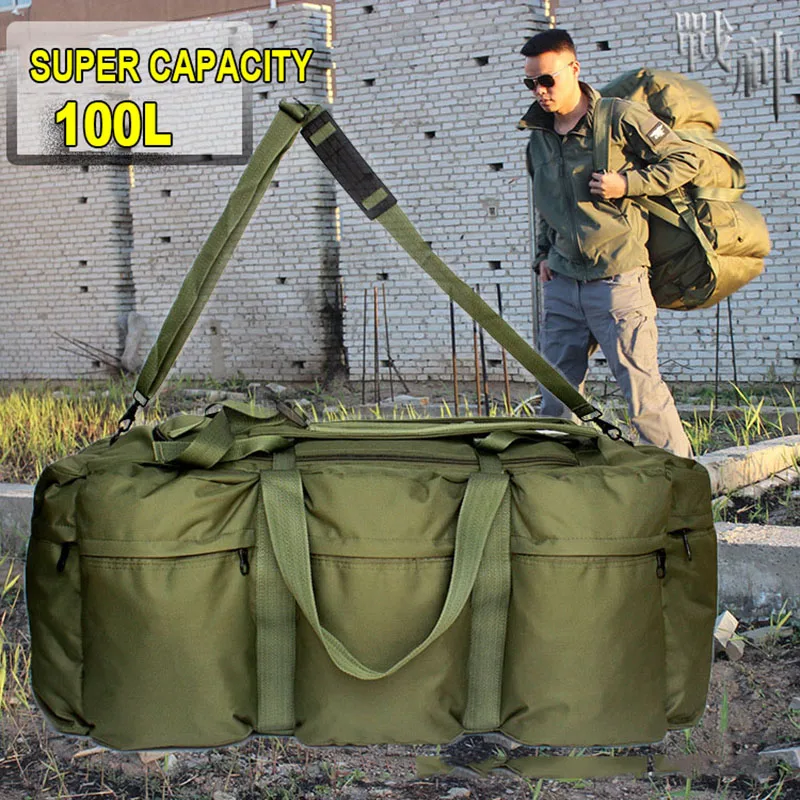 Imagem -03 - Bolsa de Bagagem de Viagem ao ar Livre para Homens Bolsa Super Grande Mochila Militar Tática Bolsa de Armazenamento de Acampamento Pacote Verde do Exército Camo 100l